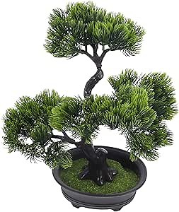 Artificial Bonsai Pine Tree Realistic Fake Plant Decoration for Indoor Home Office and Space Compact Potted Greenery for Desk and Room Decor
