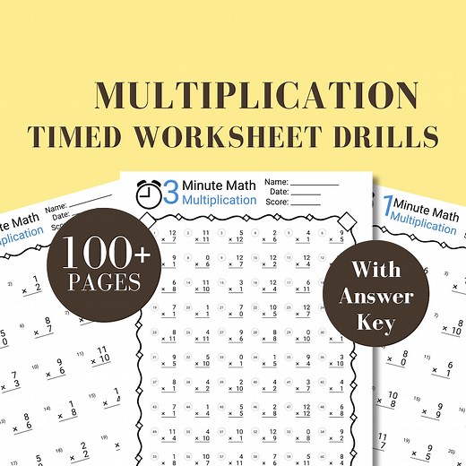 Multiplication Worksheet Grade 4 Homeschool Multiplication Printable Busy Book Multiplication Timed Test Math Multiplication Drill Table - Etsy