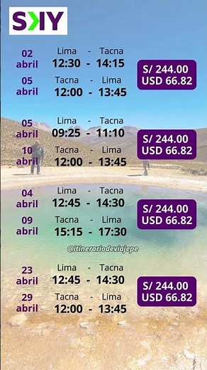 🎒✈️VUELOS LIMA - TACNA OFERTA IDA Y VUELTA | ABRIL | SKY AIRLINES