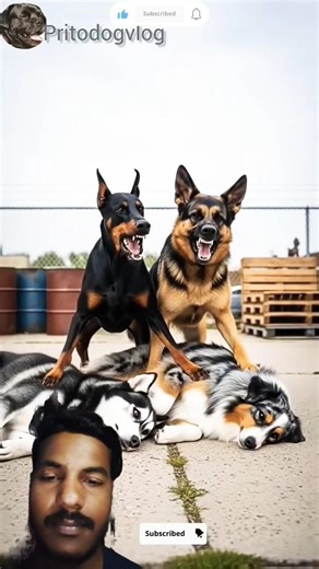 German Shepherd + Doberman vs Strongest Dogs Battle for Dominance (2vs 2)#shorts​ #dog​ #pitbull​ 😱