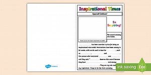 Inspirational Role Model Newspaper Card Template