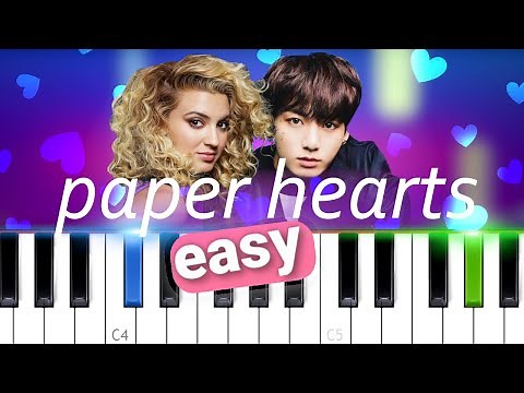 Jungkook, Tori Kelly - Paper Hearts | 100% EASY PIANO TUTORIAL