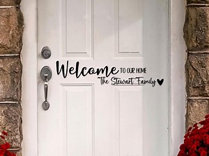 Sticker nom personnalisé pour porte d'entrée : sticker nom personnalisé de style campagnard vintage pour porte d'entrée - Etsy France