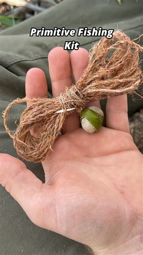 How to make a primitive fishing kit! Checkout my other videos to see in depth how cordage like this is made #survival #fishing #fyp | Rupert Hazelton