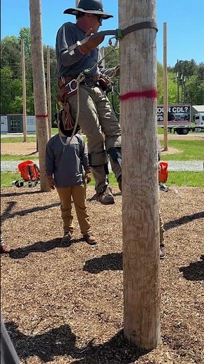 Sneak Peek: Utilitrain's Lineman Training Program - Wood Pole Climbing with Gaffs and Belt #shorts