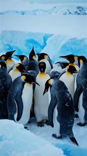 Emperor Penguins Huddling Together to Survive Antarctic Winter ❄️🐧