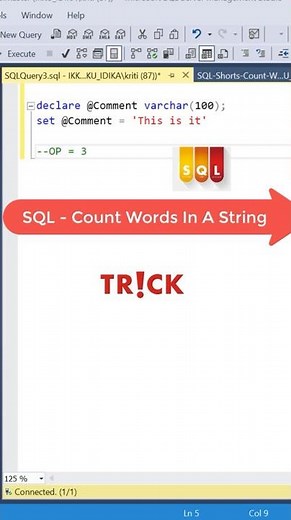 SQL Tricks | Count Words In Input String #sqltricks #fallintoshorts