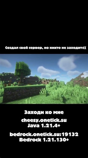 Открыл свой сервер!Java 1.21.4+ — cheesy.onetick.su#сервермайнкрафт #майнкрафтсервер#майнкрафт #майн