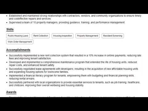 Build a Housing Management Officer Resume | ResumeGemini