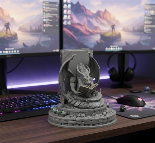 Scholar Dragon STL, Ancient Librarian Dragon Reading Book, 3D Print File for Resin & FDM - Tabletop RPG Miniature Fantasy Bookend/decor - Etsy