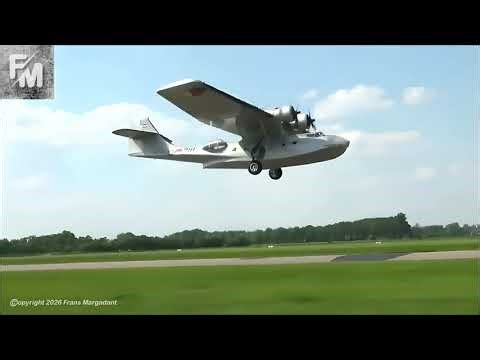▶️ Consolidated PBY-5A Catalina: Engine Power Roar during Low Pass | Teuge Airport