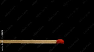 Match flame ignition and burning in slow motion