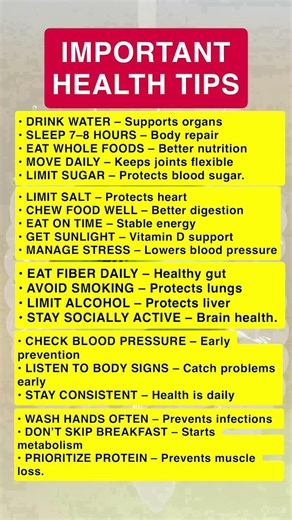 20 Important Health Tips Everyone Should Follow #holistichealth #preventivehealth #healthawareness