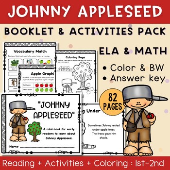 Johnny Appleseed Booklet & Activities Pack ELA & MATH | Grade 1-2