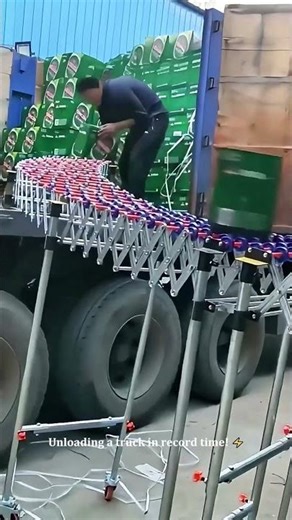 This Extendable Conveyor is a Back-Saver! 💪 Unload a Truck in Minutes! #logistics #invention