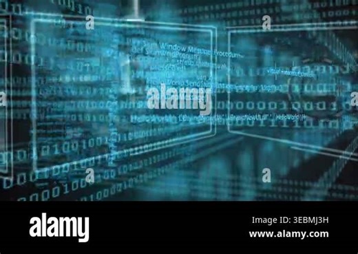 Animation of data processing and networks of connections over binary coding. Global design communication data processing and technology concept digitally generated video Stock Video Footage - Alamy