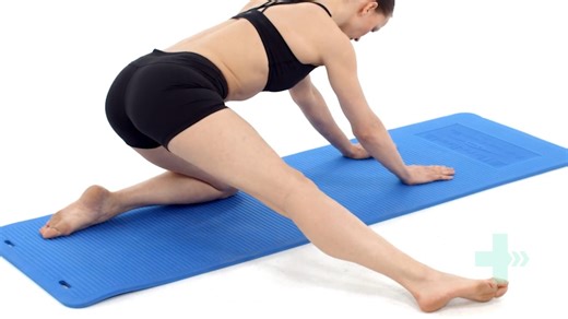 Kneeling hip adductor stretch Kneel down with your hands under your shoulders and knees under your hips. Stretch your affected leg straight out to the side. Starting with your hip directly above your grounded knee, slowly move your buttocks back towards your heel. Return to the starting position and repeat. Hold any positions where you feel a particular stretch. Here are the primary benefits of this stretch: 1. Increased Groin and Inner Thigh Flexibility Targeted Muscle Lengthening: This stretch