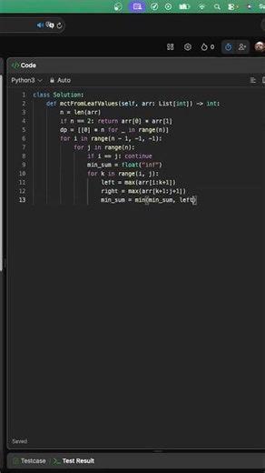 Leetcode 1130: Minimum Cost Tree From Leaf Values