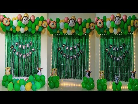 Jungle Theme Birthday Decoration Ideas At Home l Safari Theme Party Decoration Ideas
