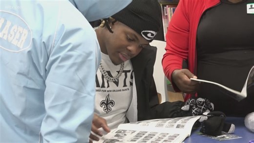 Real Men Read: New Orleans Saints Quincy Riley visits local school
