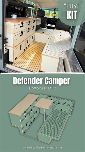 DIY Defender Camper Kit 🚙 ⚒️🪛 . Der Land Rover Defender ist vermutlich eines der modularsten Fahrzeuge der Welt. Mit wenigen Schrauben lässt sich das Dach, die Seitenwände und die Türen entfernen. Einfach, minimalistisch und trotzdem genial! 😎 👉 DAS und nicht weniger war der Anspruch für unser „DIY Defender Camper Kit“. Das gesamte „KIT“ ist Modular aufgebaut und in vier unterschiedlichen Varianten und zahlreichen Oberflächen verfügbar, so dass du deinen Defender-Camper individuell auf dich 