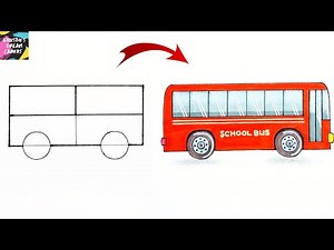 How to draw school bus easy | School bus drawing for kids