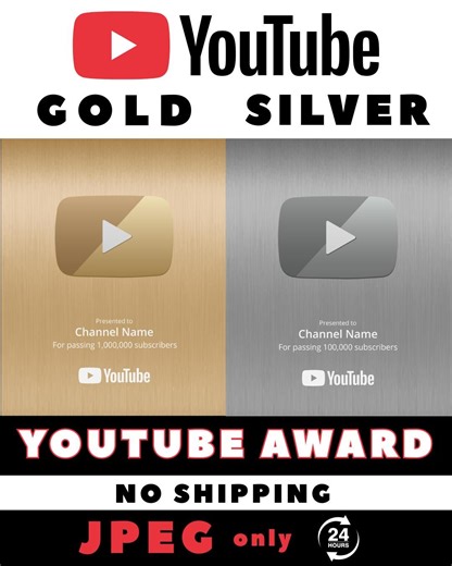 Custom Youtube Play Button Award JPG | Personalized Creator Gift | Creator Achievement | Digital Download - Etsy