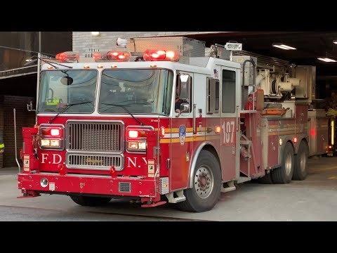 ⁴ᴷ *** SPARE TOWER LADDER *** FDNY Tower Ladder 107 & 39th Battalion Responding {EQ2B + HORN}