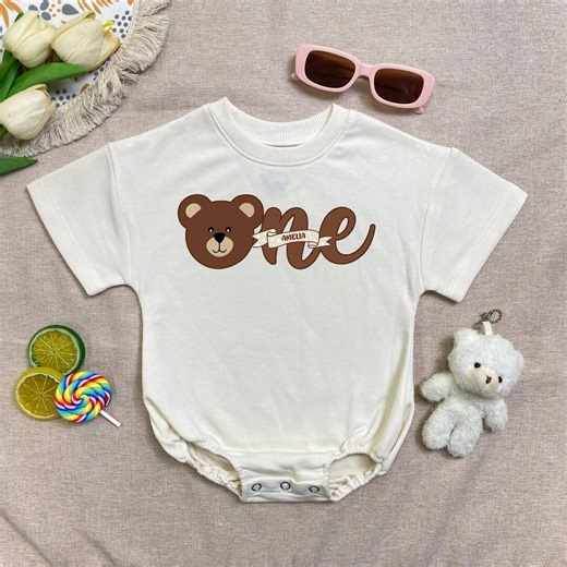 Beary First Birthday Romper, Teddy Bear Sweet One Girl Outfit - Etsy