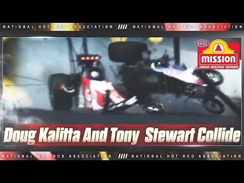 Doug Kalitta and Tony Stewart collide at the 40th NHRA Reading Nationals