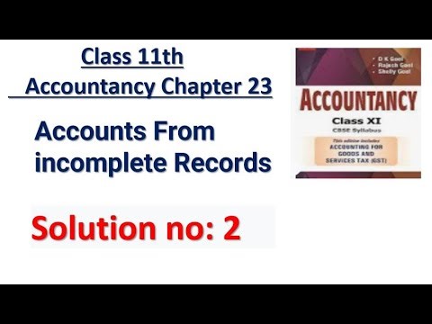 Accounts From incomplete Records Solution no: 2 DK Goel
