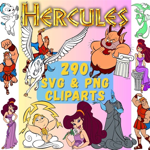 Hercules SVG PNG Bundle and Alphabet, Cartoon Antient Greece SVG Cricut Silhouette Clipart Files - Etsy