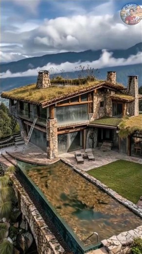 $10M AI Luxury Mountain Villa with LIVING GRASS ROOF + Crystal Infinity Pool Over Clouds