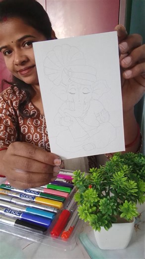 Cute Ganesha🐘drawing with colour😍 #ganesha #balganesh #drawing #drawing