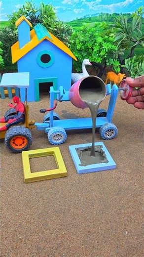 😱 Real Working Mini Tractor Making Cement Pillar | Amazing DIY Construction Machine 🚜 #shorts