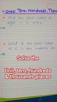 ones, tens , hundreds , and thousands | math | number digit | units tens hundreds and thousands