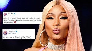 Nicki Minaj revealed she’s ‘sober and loving life’ Thursday on Twitter. | Entertainment Tonight