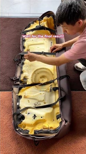 1stCubrir Custom Coffee Color and Beige Rear Seat Cover for Ford Explorer installation