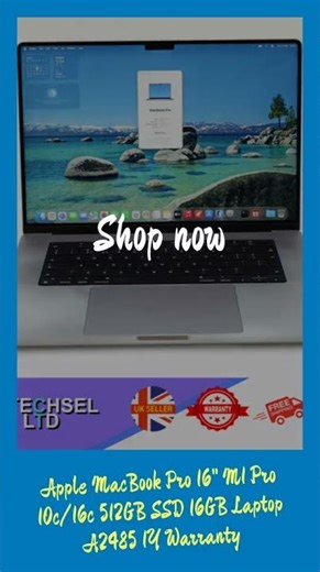 Apple MacBook Pro 16" M1 Pro 10c/16c 512GB SSD 16GB Laptop A2485 1Y Warranty