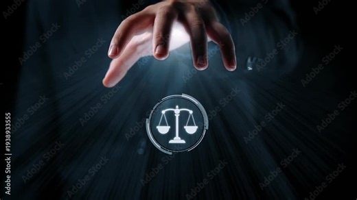 Futuristic digital law interface displaying justice scale, highlighting digital law, AI compliance, digital law systems, and digital law regulations for secure governance. Elide