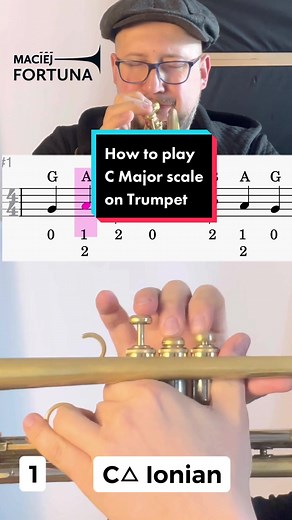 How to play C Major scale on Trumpet #trumpettips #brassband #scale #trumpet #how #practicewithfortuna #tiktokedu