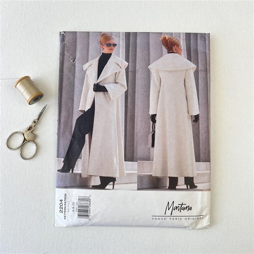 1990s Uncut Vogue Paris Original Pattern Montana 2204 Size 6 - 8 - 10 Maxi Coat