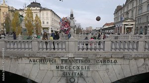 The Triple Bridge with the inscription