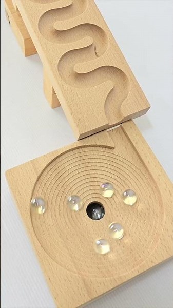 Glass Marbles Spin into a Wooden Spiral Bowl! 🌀✨ Satisfying Marble Run