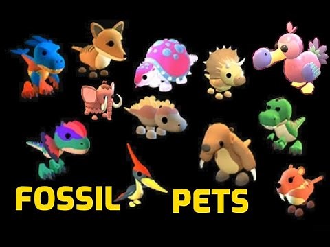 ALL THE FOSSIL PETS IN ADOPT ME ROBLOX GAME (PETS IN FOSSIL EGGS/DINO EGGS?)