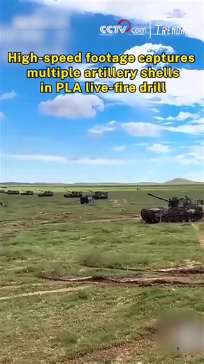 A high-speed camera captures a breathtaking moment during a PLA live-fire exercise, as more than a dozen artillery shells soar through the sky at once. A rare look at precision, coordination, and raw power in modern military training. #Trending | CCTV