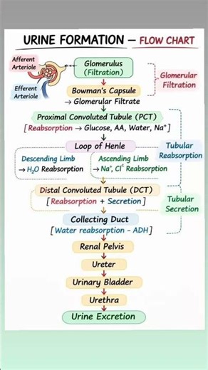 Urine Formation in 1 minute 💧#Biology #Kidney #Nephron #Shorts #Viral #TrendingReels