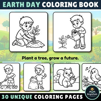 Earth Day Coloring Activity Book |Arbor Day Spring Bulletin Board Art Activities