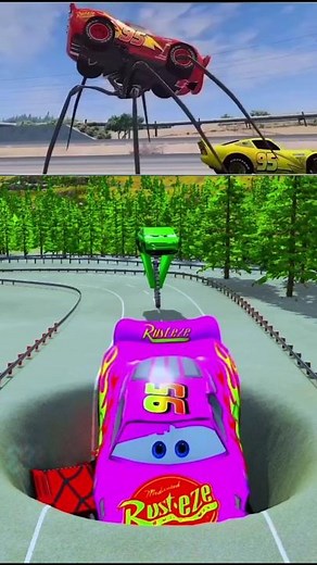 Can Pink Lightning McQueen Escape the GIANT Monster Spider Car Alive? 🔥😱