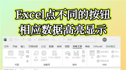 Excel表格中点不同的按钮相应数据以不同颜色高亮显示
